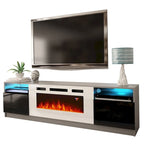 Meuble TV avec cheminée électrique et effet de flamme LED, console multimédia pour téléviseurs jusqu'à 65 po