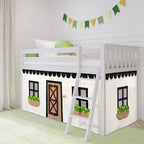 Rideau de lit en coton, jupe de lit rustique pour chambres d'enfants et d'adolescents