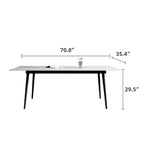 Table à manger rectangulaire 70,8" avec plateau en pierre