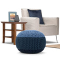 Pouf rond bohème tricoté à la main, repose-pieds tissé artisanal pour salon et chambre à coucher