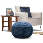 Pouf rond bohème tricoté à la main, repose-pieds tissé artisanal pour salon et chambre à coucher