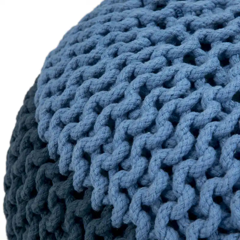 Pouf rond bohème tricoté à la main, repose-pieds tissé artisanal pour salon et chambre à coucher