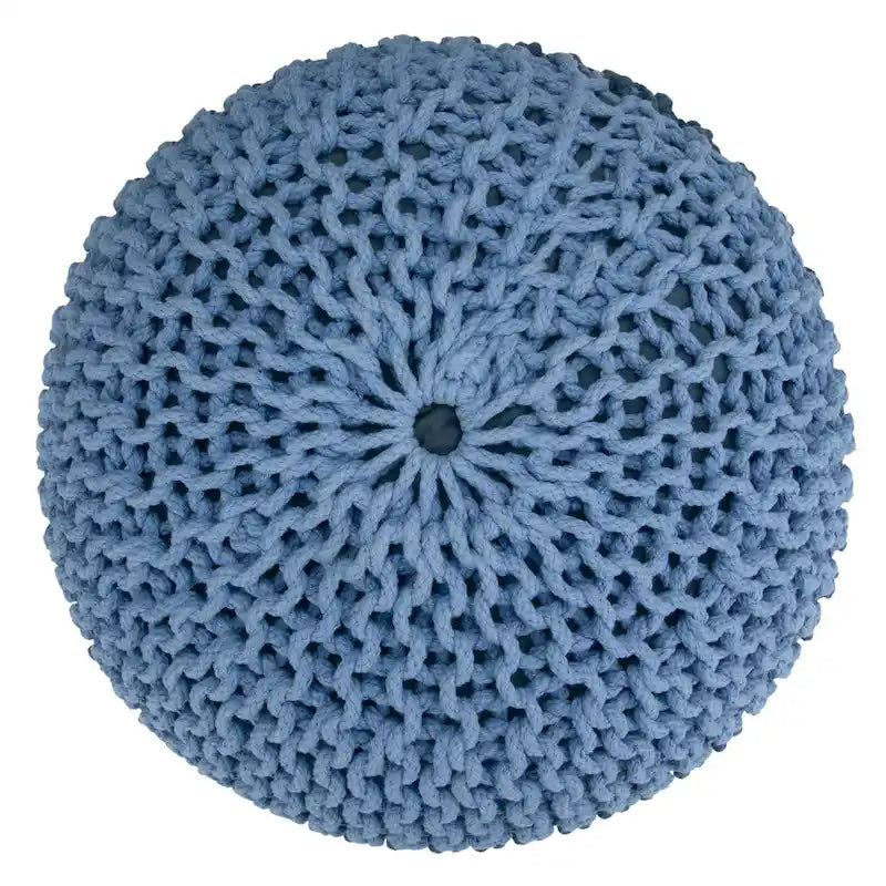 Pouf rond bohème tricoté à la main, repose-pieds tissé artisanal pour salon et chambre à coucher
