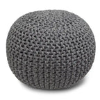 Pouf rond bohème tricoté à la main, repose-pieds tissé artisanal pour salon et chambre à coucher