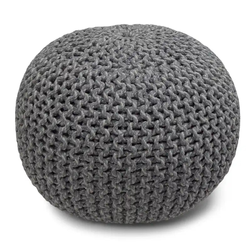 Pouf rond bohème tricoté à la main, repose-pieds tissé artisanal pour salon et chambre à coucher