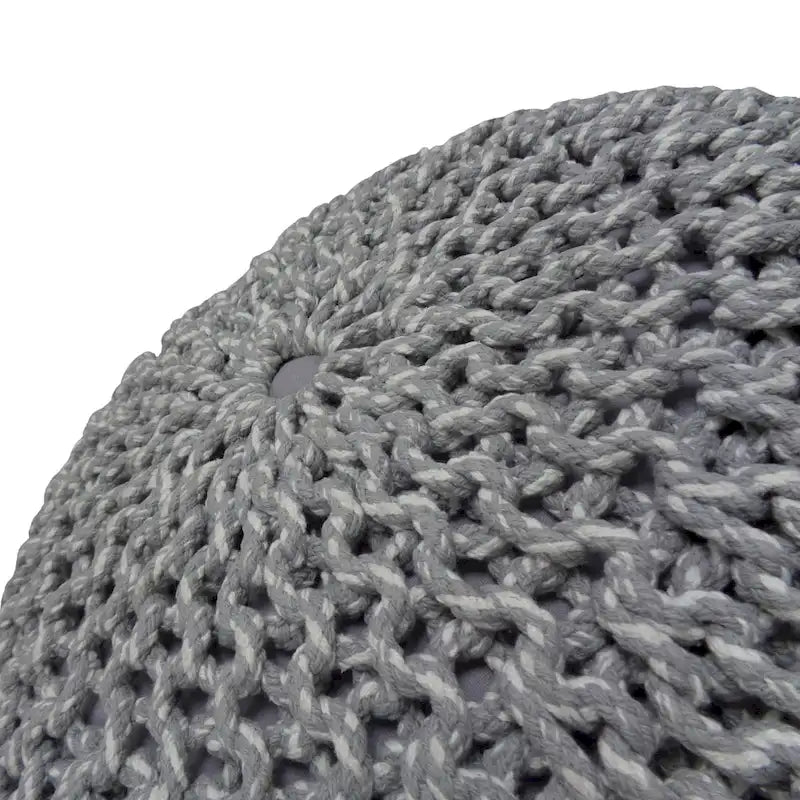Pouf rond bohème tricoté à la main, repose-pieds tissé artisanal pour salon et chambre à coucher