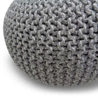 Pouf rond bohème tricoté à la main, repose-pieds tissé artisanal pour salon et chambre à coucher