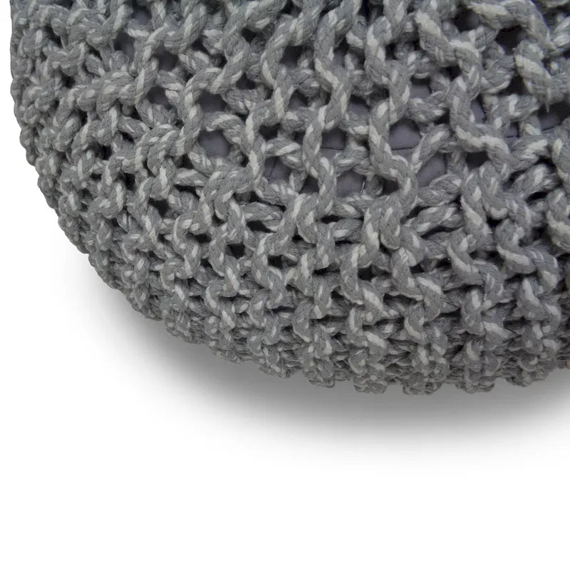 Pouf rond bohème tricoté à la main, repose-pieds tissé artisanal pour salon et chambre à coucher