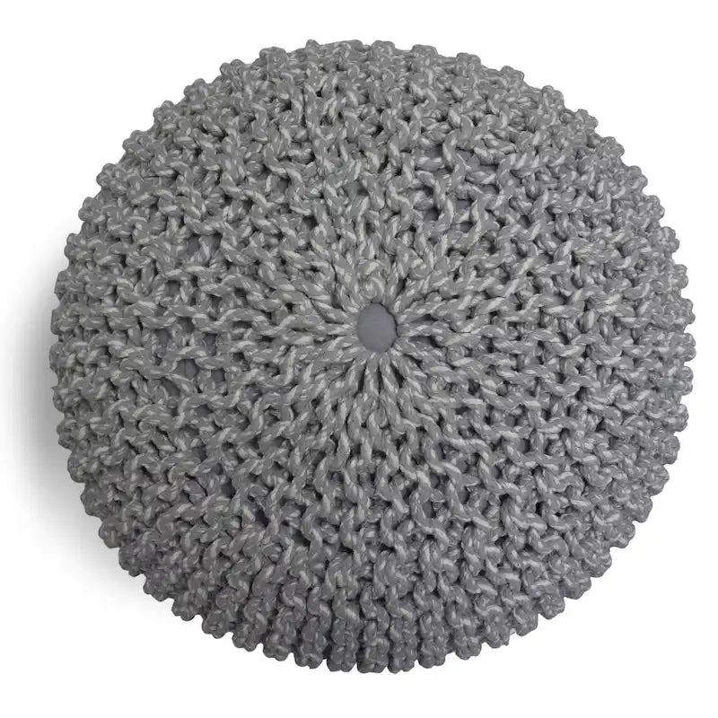 Pouf rond bohème tricoté à la main, repose-pieds tissé artisanal pour salon et chambre à coucher