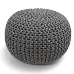 Pouf rond bohème tricoté à la main, repose-pieds tissé artisanal pour salon et chambre à coucher