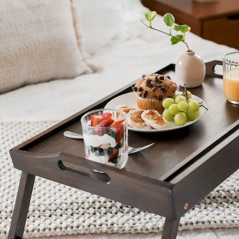 Plateau de lit moyen avec support pour tablette et téléphone, bureau d'ordinateur portable réglable pour canapé
