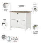Bureau d'angle en L de 152 cm avec huche, armoire et bibliothèque, poste de travail de bureau à domicile