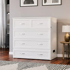 Lit escamotable Twin XL avec matelas inclus, armoire murale blanche gain de place