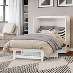 Lit escamotable Twin XL avec matelas inclus, armoire murale blanche gain de place
