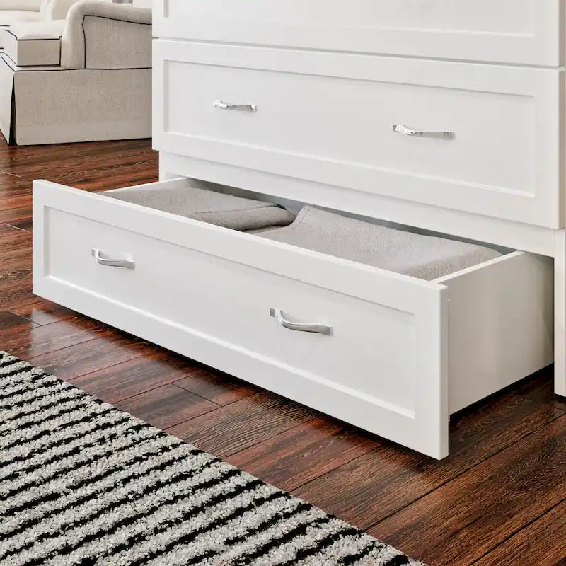 Lit escamotable Twin XL avec matelas inclus, armoire murale blanche gain de place