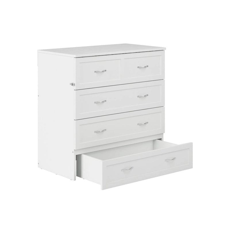 Lit escamotable Twin XL avec matelas inclus, armoire murale blanche gain de place