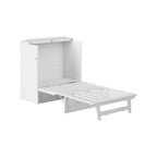 Lit escamotable Twin XL avec matelas inclus, armoire murale blanche gain de place