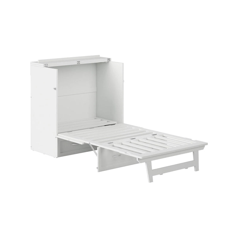 Lit escamotable Twin XL avec matelas inclus, armoire murale blanche gain de place