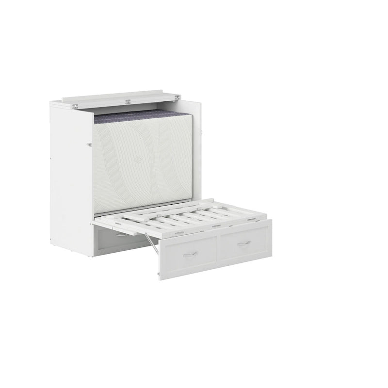 Lit escamotable Twin XL avec matelas inclus, armoire murale blanche gain de place
