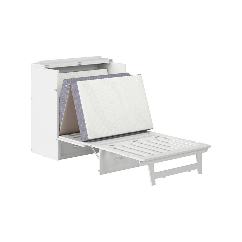 Lit escamotable Twin XL avec matelas inclus, armoire murale blanche gain de place
