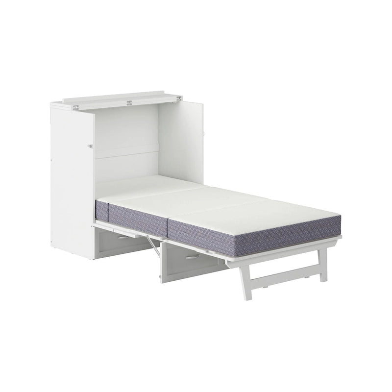 Lit escamotable Twin XL avec matelas inclus, armoire murale blanche gain de place