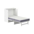 Lit escamotable Twin XL avec matelas inclus, armoire murale blanche gain de place