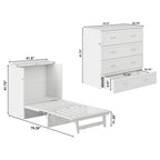 Lit escamotable Twin XL avec matelas inclus, armoire murale blanche gain de place