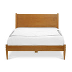 Lit plateforme en bois massif de taille Queen, style Mid-Century