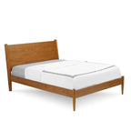 Lit plateforme en bois massif de taille Queen, style Mid-Century