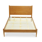 Lit plateforme en bois massif de taille Queen, style Mid-Century