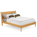 Lit plateforme en bois massif de taille Queen, style Mid-Century