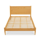 Lit plateforme en bois massif de taille Queen, style Mid-Century