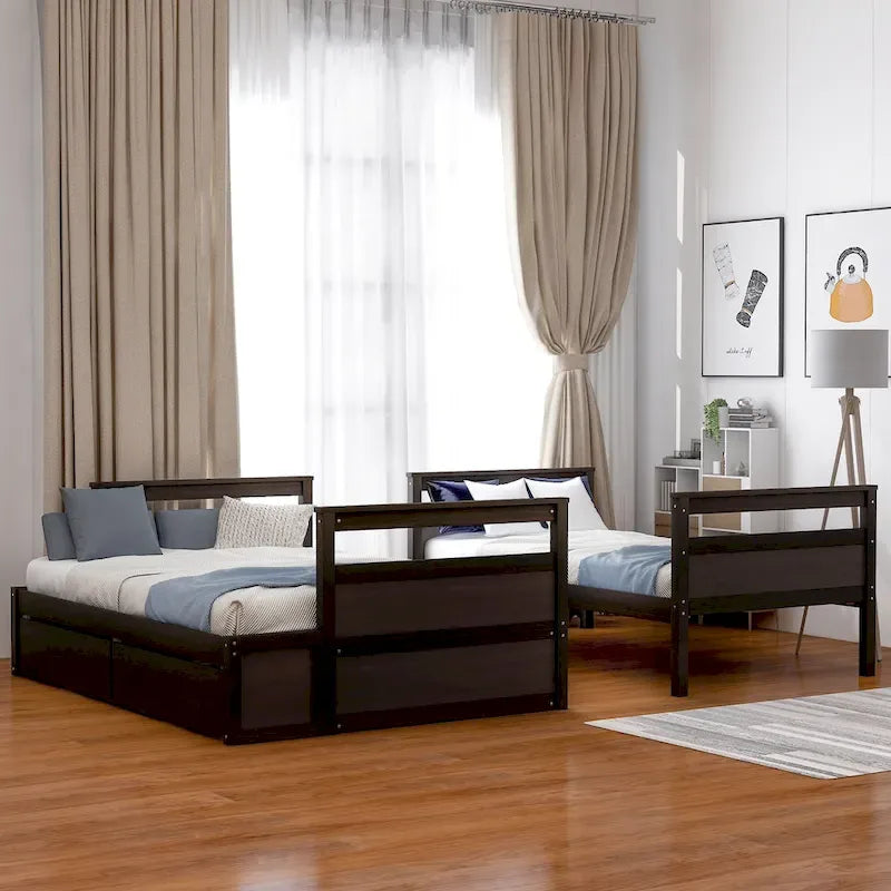 Lit superposé simple sur double avec rangement - Espresso (ANCIEN SKU : LP000022AAP)