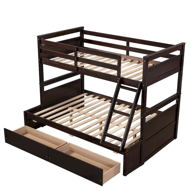 Lit superposé jumeau sur grand lit avec rangement - Espresso (ANCIEN UGS :LP000022AAP)