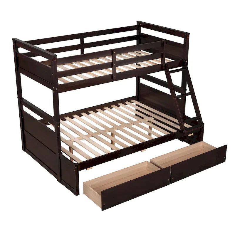 Lit superposé jumeau sur grand lit avec rangement - Espresso (ANCIEN UGS :LP000022AAP)