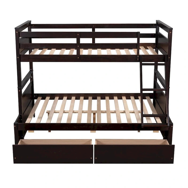 Lit superposé jumeau sur grand lit avec rangement - Espresso (ANCIEN UGS :LP000022AAP)