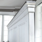 Tête de lit capitonnée blanche Queen Size, Tête de lit classique en bois avec garniture décorative
