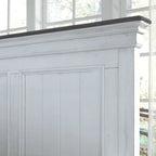 Tête de lit capitonnée blanche Queen Size, Tête de lit classique en bois avec garniture décorative