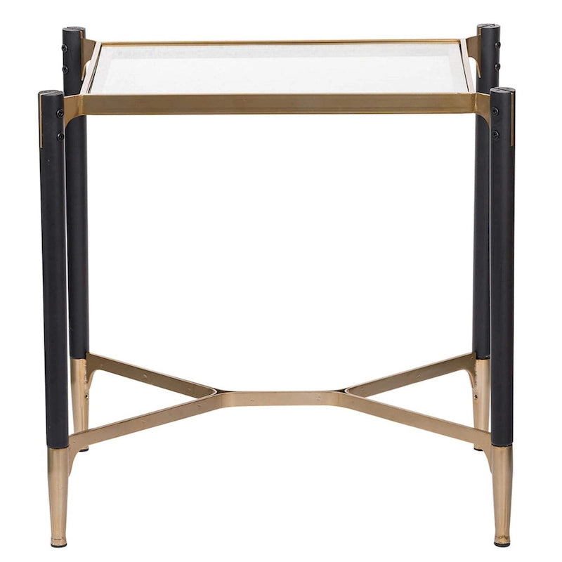 Table d'appoint rectangulaire noire mat et dorée, Table d'appoint moderne et glamour