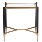 Table d'appoint rectangulaire noire mat et dorée, Table d'appoint moderne et glamour