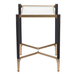 Table d'appoint rectangulaire noire mat et dorée, Table d'appoint moderne et glamour
