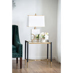 Table d'appoint rectangulaire noire mat et dorée, Table d'appoint moderne et glamour