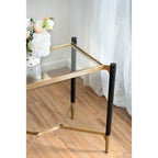 Table d'appoint rectangulaire noire mat et dorée, Table d'appoint moderne et glamour