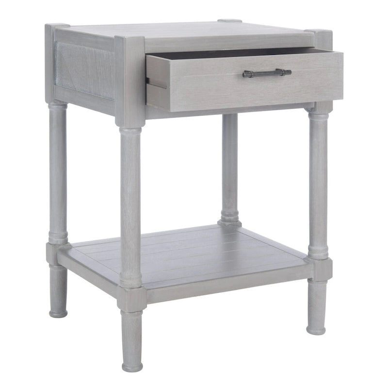 Table d'appoint à 1 tiroir avec pieds tournés et détails sculptés, 48 cm L x 40 cm P x 66 cm H