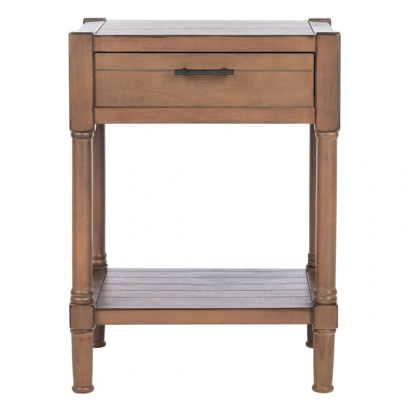 Table d'appoint à 1 tiroir avec pieds tournés et détails sculptés, 48 cm L x 40 cm P x 66 cm H