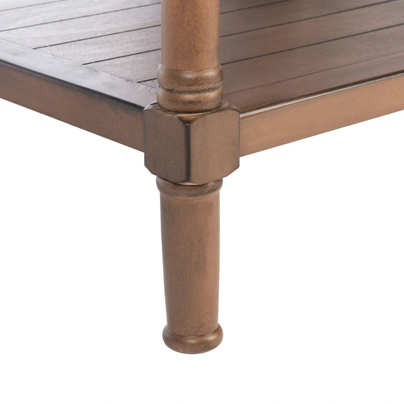 Table d'appoint à 1 tiroir avec pieds tournés et détails sculptés, 48 cm L x 40 cm P x 66 cm H