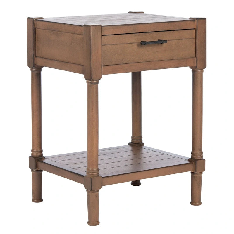 Table d'appoint à 1 tiroir avec pieds tournés et détails sculptés, 48 cm L x 40 cm P x 66 cm H