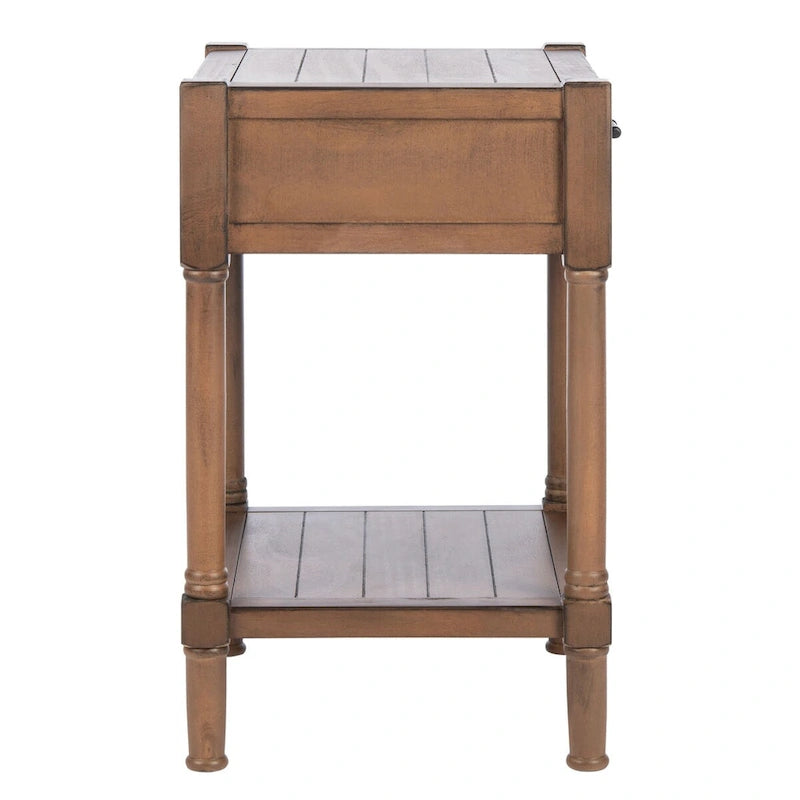 Table d'appoint à 1 tiroir avec pieds tournés et détails sculptés, 48 cm L x 40 cm P x 66 cm H