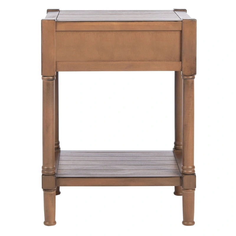 Table d'appoint à 1 tiroir avec pieds tournés et détails sculptés, 48 cm L x 40 cm P x 66 cm H