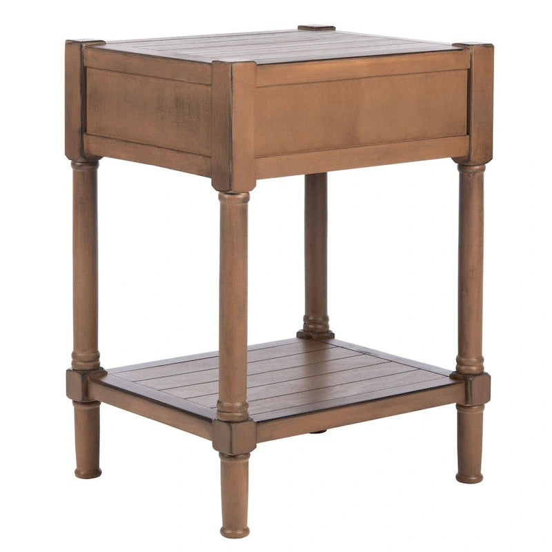 Table d'appoint à 1 tiroir avec pieds tournés et détails sculptés, 48 cm L x 40 cm P x 66 cm H